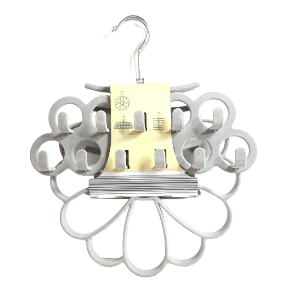 Easy Home 3 Pack Velvet Touch Accessory Grey Hangers For Scarfs, Belts & Ties‎